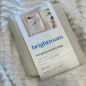 Beige Hanging Laundry Bag and hooks new